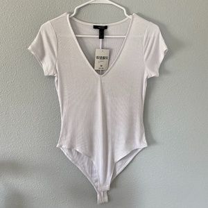 Forever 21 White Short Sleeved Body Suit